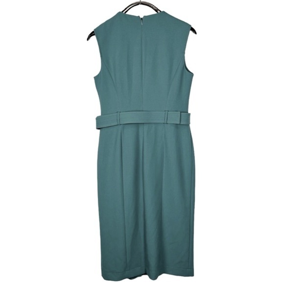 BOSS HUGO BOSS DADORIA GREEN SLEEVELESS BELTED SHEATH DRESS - Picture 5 of 14